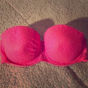 Pink strapless bra